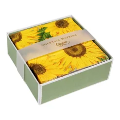 Caspari Bridal Shower|Boxed Cocktail Napkins|Sunflowers Boxed Paper Cocktail Napkins - 40 Per Box