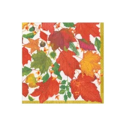 Caspari Paper Cocktail Napkins|Swirling Leaves White Cocktail Napkins - includes 20 Cocktail Napkins