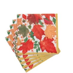 Caspari Paper Cocktail Napkins|Swirling Leaves White Cocktail Napkins - includes 20 Cocktail Napkins