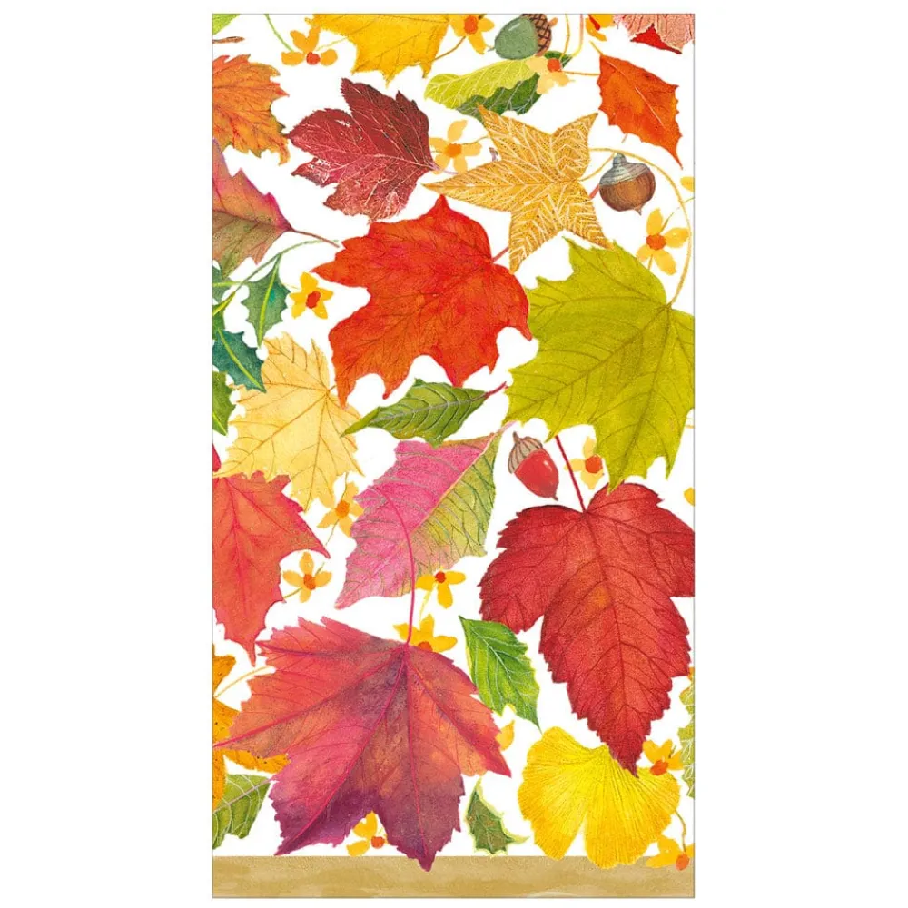 Caspari Paper Guest Towels|Swirling Leaves White Guest Towels - includes 15 Guest Towels