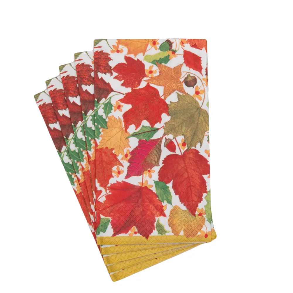 Caspari Paper Guest Towels|Swirling Leaves White Guest Towels - includes 15 Guest Towels