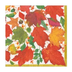 Caspari Paper Luncheon Napkins|Swirling Leaves White Luncheon Napkins - includes 20 Luncheon Napkins
