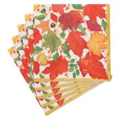 Caspari Paper Luncheon Napkins|Swirling Leaves White Luncheon Napkins - includes 20 Luncheon Napkins