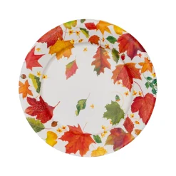 Caspari Paper Dinner Plates|Swirling Leaves White Paper Dinner Plates - includes 8 Paper Dinner Plates