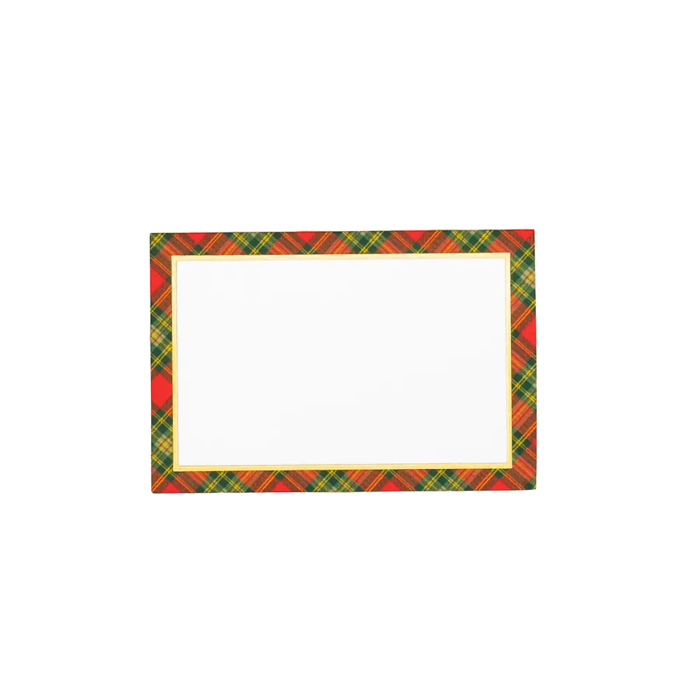 Caspari Place Cards|Tartan Red Foil Place Cards - includes 8 Cards