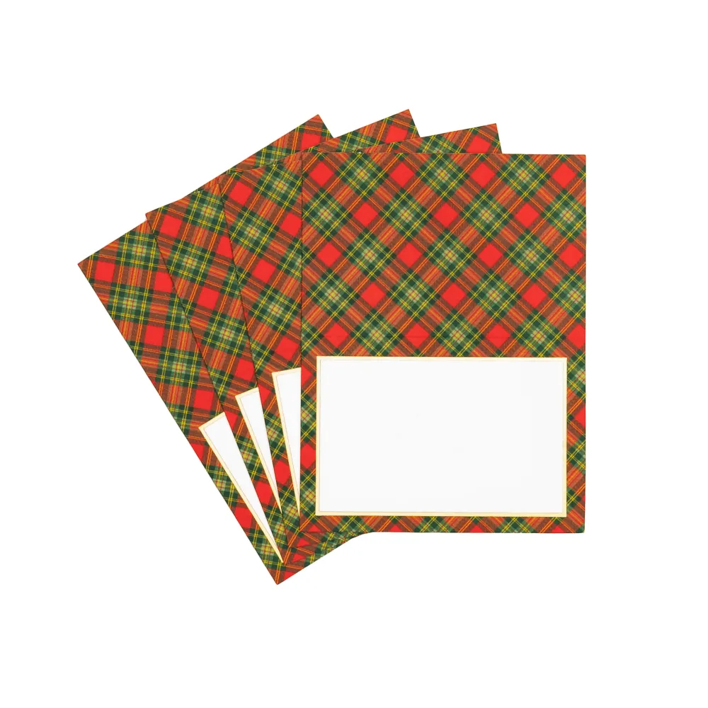 Caspari Place Cards|Tartan Red Foil Place Cards - includes 8 Cards
