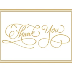 Caspari Thank You Notes|Thank You Calligraphy Foil Thank You Notes