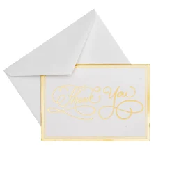Caspari Thank You Notes|Thank You Calligraphy Foil Thank You Notes