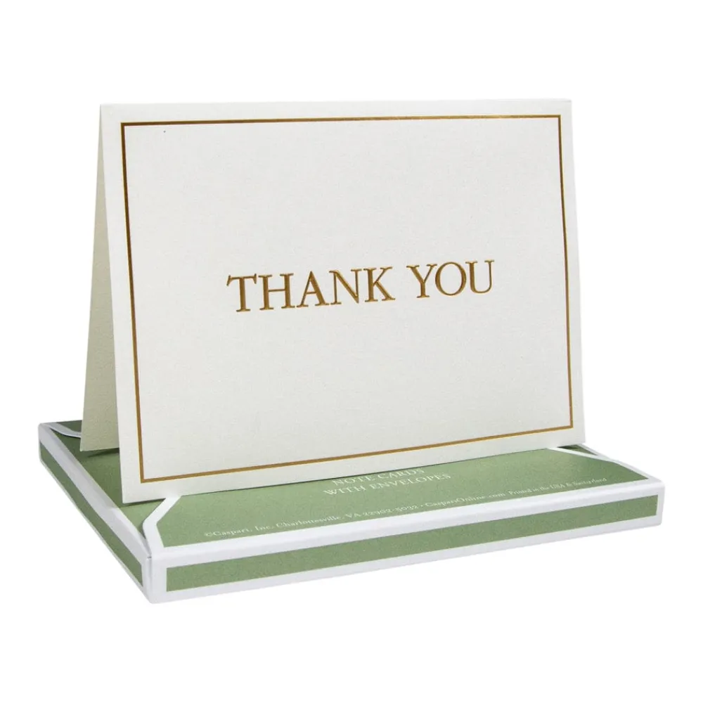 Caspari Thank You Notes|Thank You Gold Embossed Thank You Notes - 8 Note Cards And Envelopes