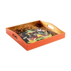 Caspari Lacquerware|Bar Trays|The Courtship Lacquer Square Tray - 1 Each