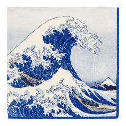 Caspari Paper Cocktail Napkins|The Great Wave Paper Cocktail Napkins in Blue - 20 Per Package