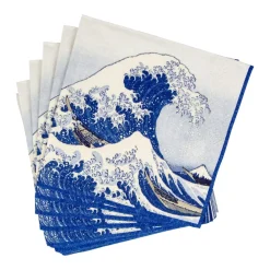 Caspari Paper Cocktail Napkins|The Great Wave Paper Cocktail Napkins in Blue - 20 Per Package
