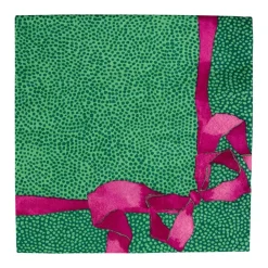Caspari Christmas Napkins|Paper Luncheon Napkins|Tied With A Bow Green & Plum Luncheon Napkins - 20 Per Package