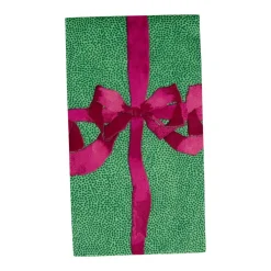 Caspari Christmas Napkins|Paper Guest Towels|Tied With A Bow Green & Plum Guest Towel Napkins - 15 Per Package
