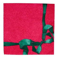 Caspari Christmas Napkins|Paper Luncheon Napkins|Tied With A Bow Red & Spruce Luncheon Napkins - 20 Per Package