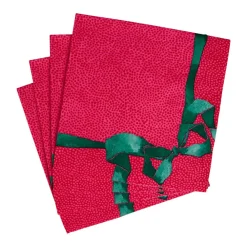Caspari Christmas Napkins|Paper Luncheon Napkins|Tied With A Bow Red & Spruce Luncheon Napkins - 20 Per Package