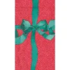 Caspari Christmas Napkins|Paper Guest Towels|Tied With A Bow Red & Spruce Guest Towel Napkins - 15 Per Package