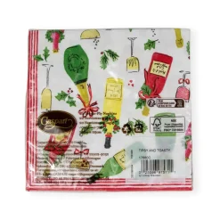 Caspari Christmas Napkins|Paper Cocktail Napkins|Tipsy And Toasty Cocktail Napkins - 20 Per Package