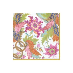 Caspari Paper Cocktail Napkins|Tobacco Leaf Paper Cocktail Napkins in Ivory - 20 Per Package