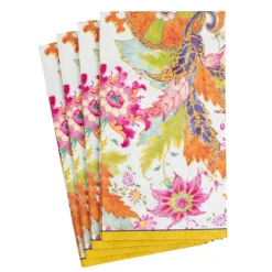 Caspari Paper Guest Towels|Tobacco Leaf Paper Guest Towel Napkins in Ivory - 15 Per Package