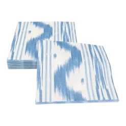 Caspari Paper Luncheon Napkins|Toile De Nantes Blue Paper Linen Luncheon Napkins - 15 Per Package