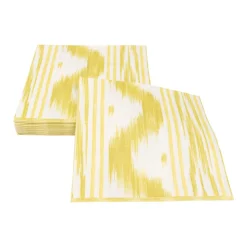 Caspari Paper Luncheon Napkins|Toile De Nantes Yellow Paper Linen Luncheon Napkins - 15 Per Package