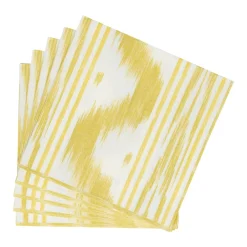 Caspari Paper Dinner Napkins|Toile De Nantes Yellow Paper Linen Dinner Napkins - 12 Per Package