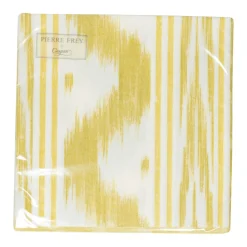 Caspari Paper Dinner Napkins|Toile De Nantes Yellow Paper Linen Dinner Napkins - 12 Per Package