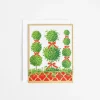 Caspari Christmas And Holiday Cards|Boxed Holiday Cards|Topiaries Classic Boxed Christmas Cards - includes 15 cards & envelopes