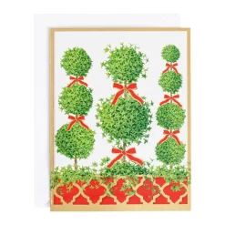Caspari Christmas And Holiday Cards|Boxed Holiday Cards|Topiaries Classic Boxed Christmas Cards - includes 15 cards & envelopes