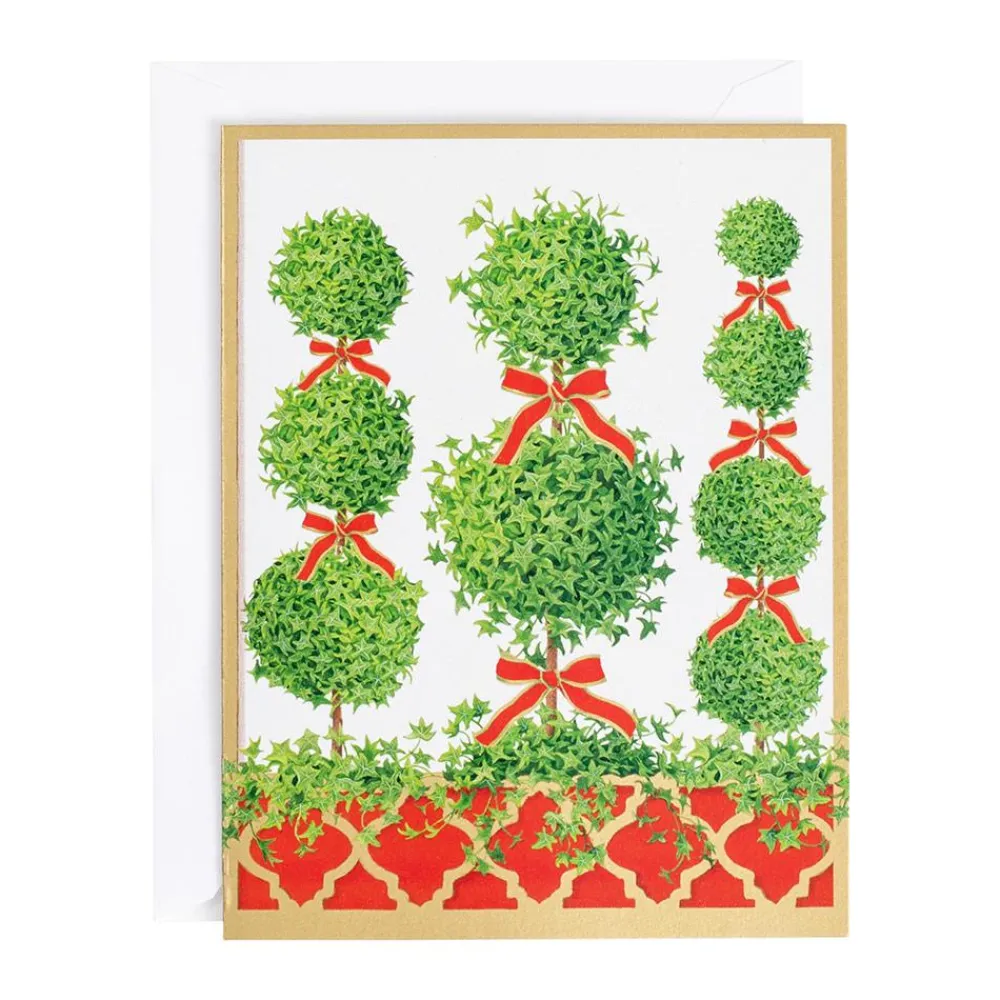 Caspari Christmas And Holiday Cards|Boxed Holiday Cards|Topiaries Classic Boxed Christmas Cards - includes 15 cards & envelopes