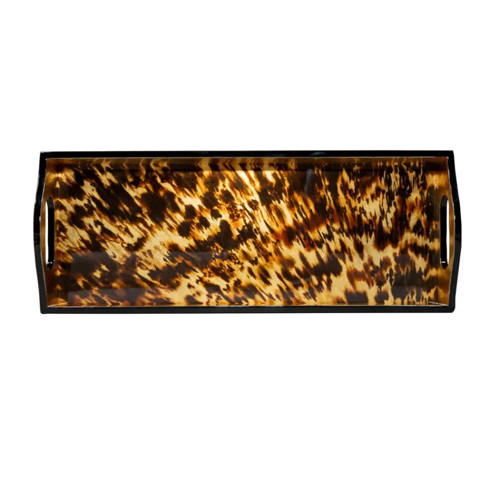 Caspari Lacquerware|Cocktail Party|Tortoiseshell Lacquer Bar Tray - 20X8
