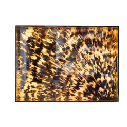 Caspari Lacquerware|New Year'S|Tortoiseshell Lacquer Oversize Rect Tray - 30X22