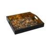 Caspari Lacquerware|New Year'S|Tortoiseshell Lacquer Square Tray - 14" Square