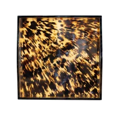 Caspari Lacquerware|New Year'S|Tortoiseshell Lacquer Square Tray - 14" Square