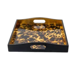 Caspari Lacquerware|New Year'S|Tortoiseshell Lacquer Square Tray - 14