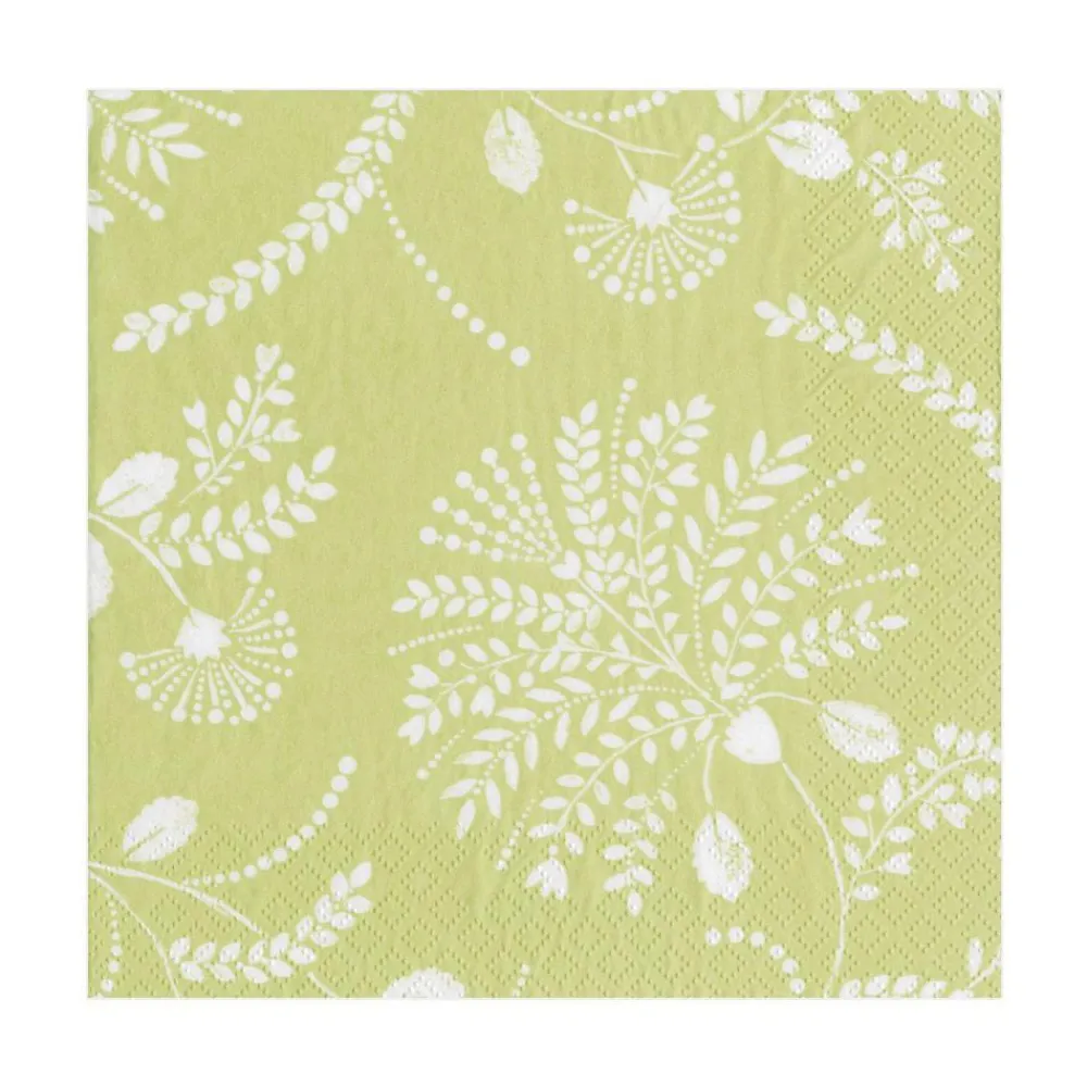 Caspari Paper Luncheon Napkins|Trailing Floral Paper Luncheon Napkins in Pale Green - 20 Per Package