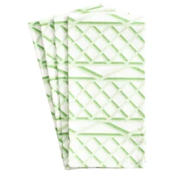 Caspari Kitchen Essentials|Table Linens|Trellis Cotton Dinner Napkins in Green & White - Set of 4
