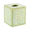 Caspari Lacquerware|Lacquer Trays And Accessories|Trellis Lacquer Tissue Box Cover in Green - 1 Each