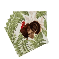 Caspari Paper Cocktail Napkins|Turkey Among Ferns Cocktail Napkins - includes 20 Cocktail Napkins