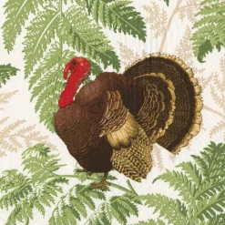 Caspari Paper Dinner Napkins|Turkey Among Ferns Dinner Napkins - includes 20 Dinner Napkins