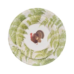 Caspari Paper Dinner Plates|Turkey Among Ferns Paper Dinner Plates - includes 8 Paper Dinner Plates