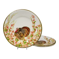 Caspari Thanksgiving|Paper Dinner Plates|Turkey And Berries Dinner Plates - 8 Per Package