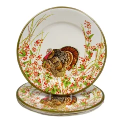 Caspari Thanksgiving|Paper Dinner Plates|Turkey And Berries Dinner Plates - 8 Per Package