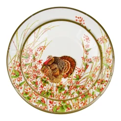Caspari Thanksgiving|Paper Dinner Plates|Turkey And Berries Dinner Plates - 8 Per Package