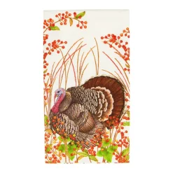 Caspari Thanksgiving|Paper Guest Towels|Turkey And Berries Guest Towel Napkins - 15 Per Package