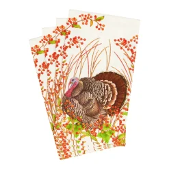Caspari Thanksgiving|Paper Guest Towels|Turkey And Berries Guest Towel Napkins - 15 Per Package
