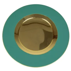 Caspari Bar Tools & Acrylic Barware|Chargers|Turquoise Plate Charger with Gold Interior