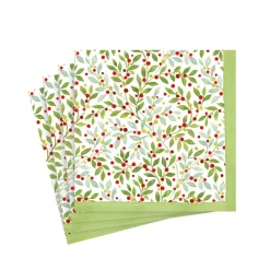 Caspari Christmas Napkins|Paper Cocktail Napkins|Twining Greenery Paper Cocktail Napkins - 20 Per Package