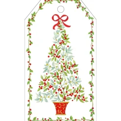 Caspari Christmas Gift Tags & Labels|Gift Tags & Enclosure Cards|Twining Tree Gift Hang Tags - 4 Per Package